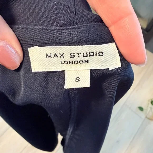 🔵 Navy Open Front Drape Jacket | Max Studio London | Size S - Picture 6 of 11